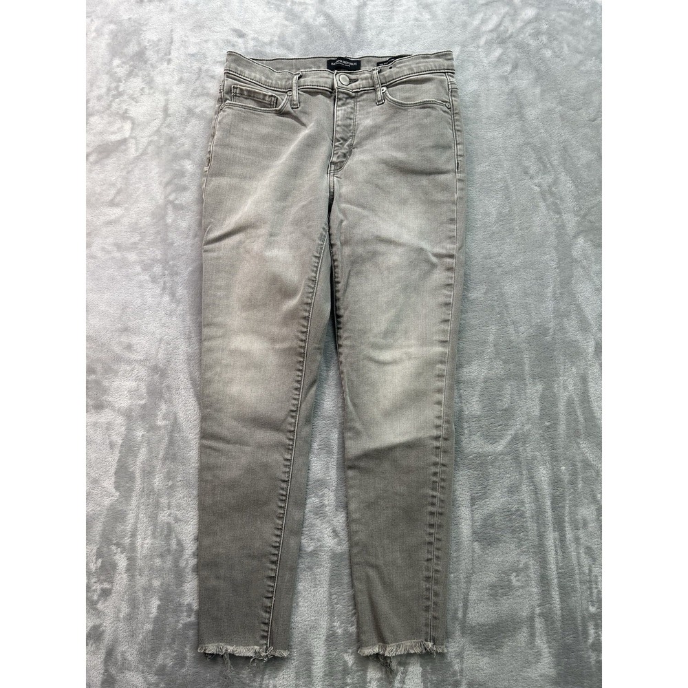 Banana Republic Jeans Womens Sz 27 Petite Grey Mid Rise Skinny Cropped Stretch